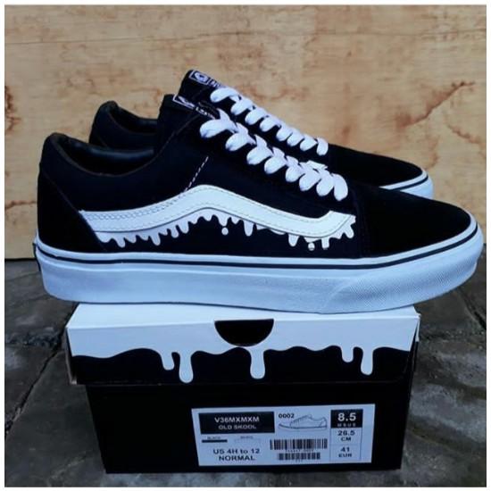 Promo Sepatu vans motif Lumer sepatu sekolah hitam putih autentic sepatu kets terbaru