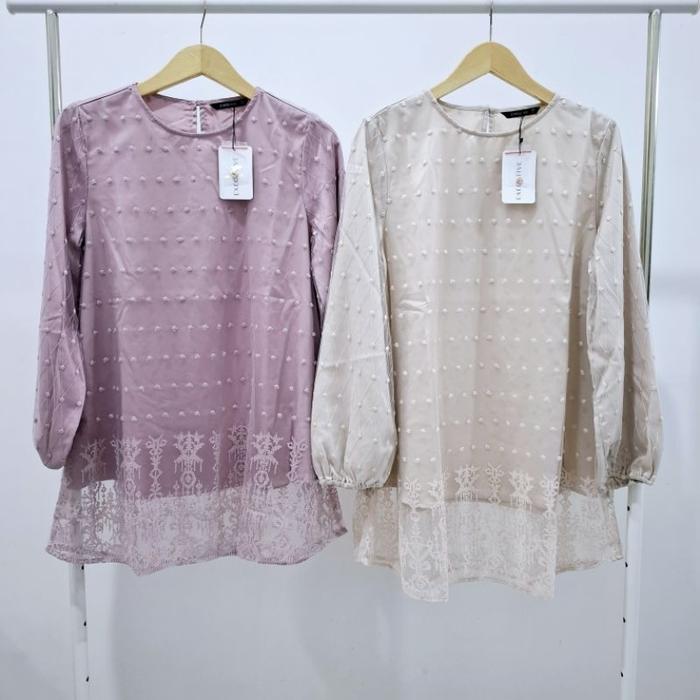 Terbaik Executive Tunik Lace Tille Baju Atasan Muslim Wanita Original Sale
