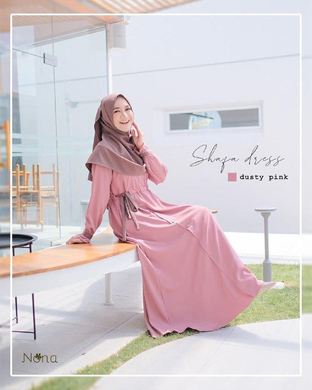 SHAFA DRESS BY NONA BOUTIQUE Model Terbaru Trendy Dan Nyaman Material Crepe HQ Busui Friendly Wudhu 