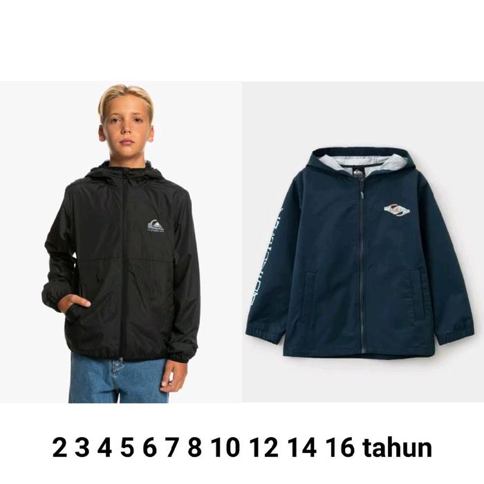 Jaket Hoodie anti air anak laki cowo Quiksilver hitam navy