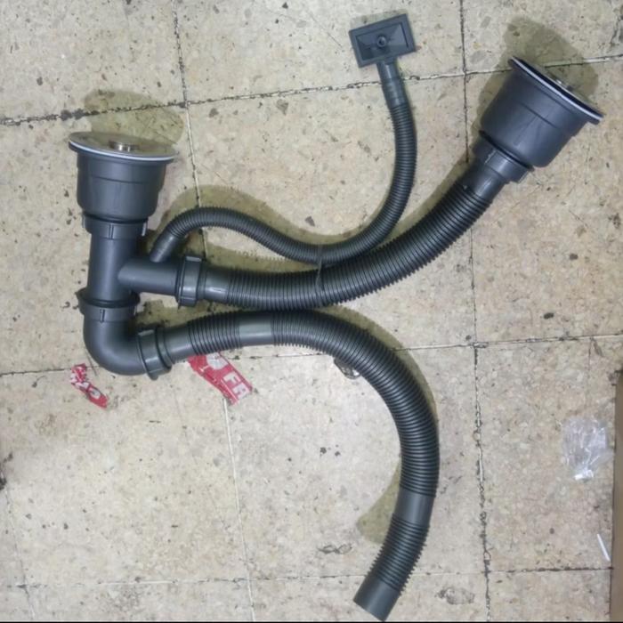 Selang pembuangan kitchen sink 2 lobang + set afur /Selang BCP