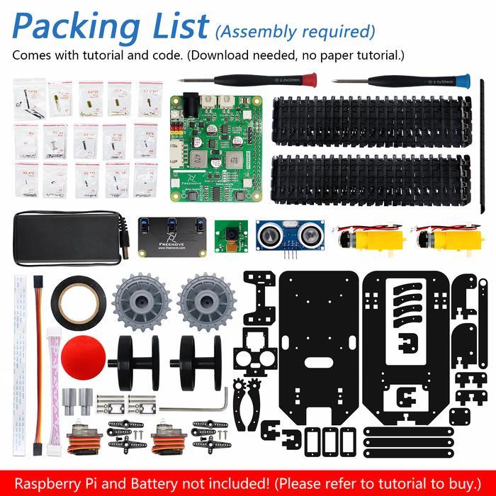 Freenove Tank Robot Kit For Raspberry Pi 5 4 B 3 B+ Zero 2 W, Crawler Chassis, Grab Objects, Ball Tr