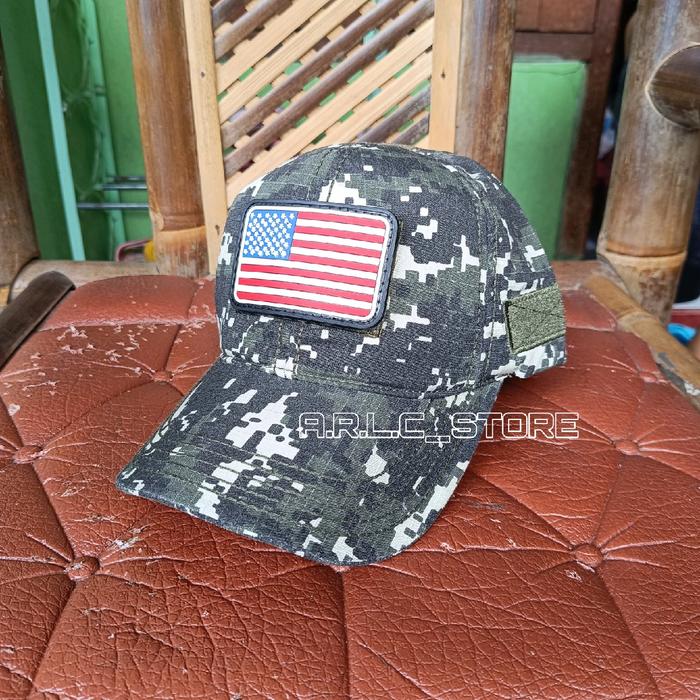topi tactical loreng accupat plus logo usa full ripstop cotton bdu baseball caps velcro army