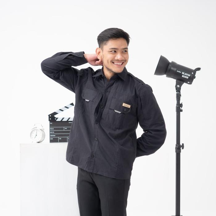 Radix.Cloth - Kemeja stripe kemeja kerja lapangan lengan panjang bahan canvas ukuran normal dan jumb