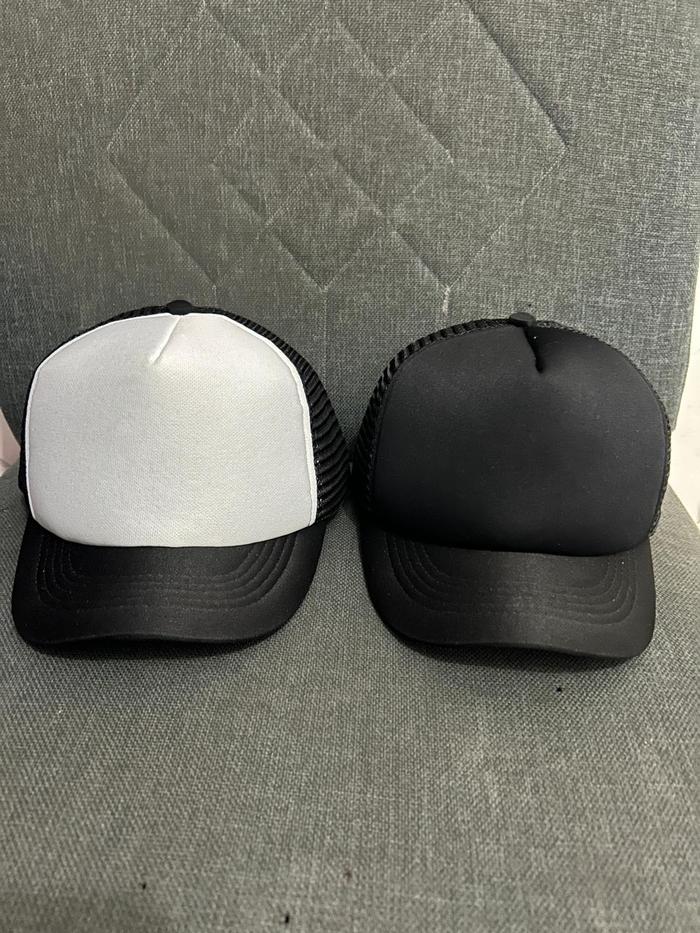Trucker Hat Lidah Pendek Hitam Putih Polos Topi Jaring Trendy Terbaru