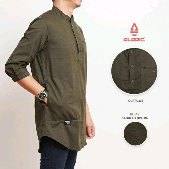 baju kurta lengan 3/4 pakaian muslim/pakaian muslim kurta alaric