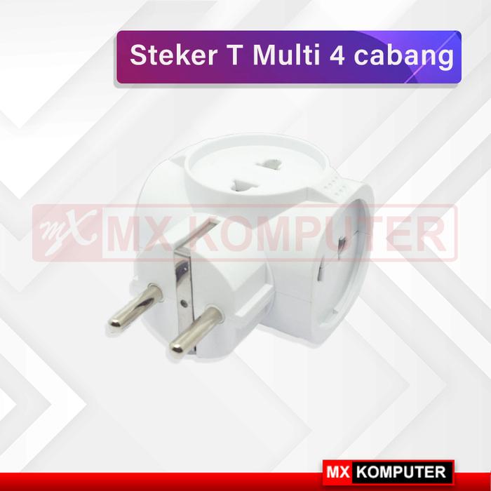 STEKER T Multi 4 Cabang Datar 4 Lubang Colokan