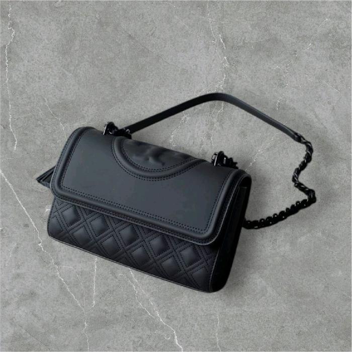 tas wanita tb fleming small shoulder black matte ss