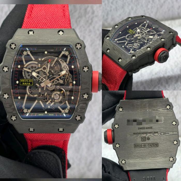 Dr.Jam II RM RM35 35-01 BLACK CARBON RMF 43MM RED NYLON STRAP TIER 5
