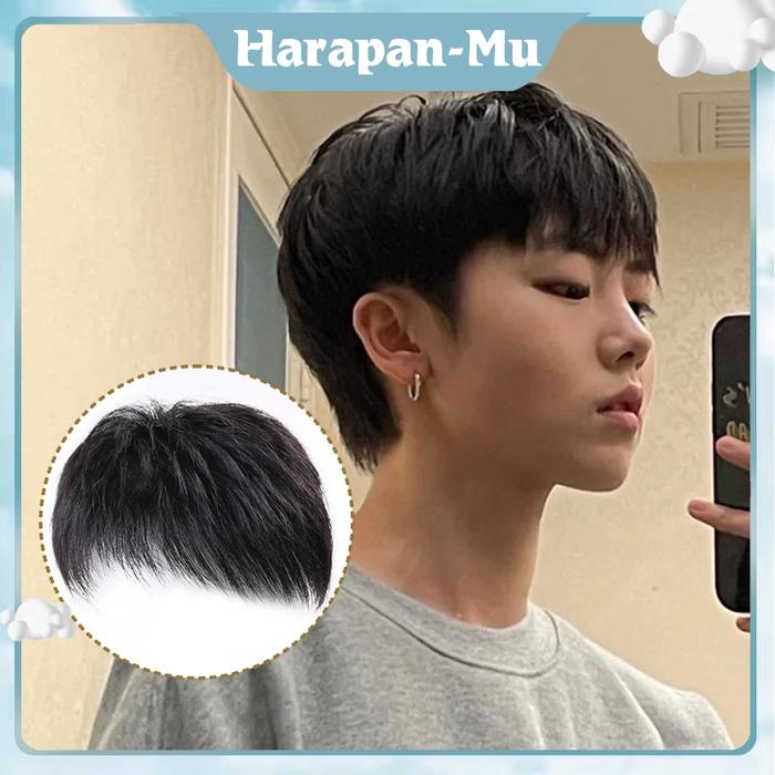 Wig Pria Pendek Rambut Asli Korea Rambut Palsu Pria Botak