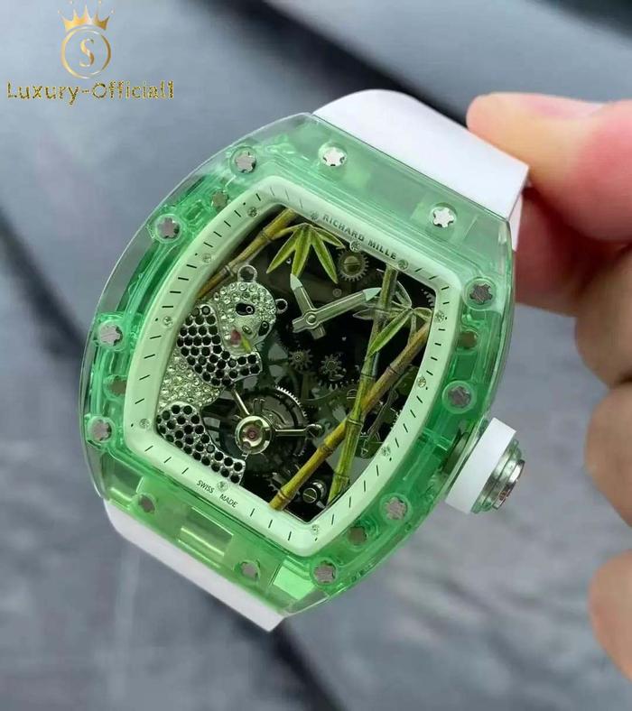 JAM TANGAN RM26-01 PANDA GREEN TRANSPARAN TOURBILLON ACTIVE SWISS
