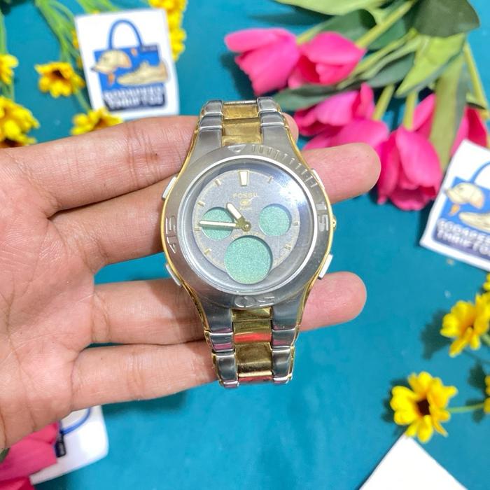 Fossil Blue Watch BQ-9071 Analog Digital Silver Gold series Original (Second)