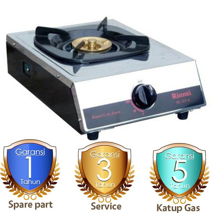Rinnai Kompor Gas 1 Tungku RI511A / Termurah / Garansi Resmi / Stainless steel / Low Pressure