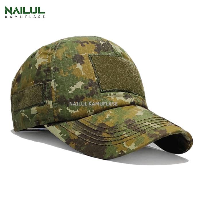 Topi Army Loreng Marpat dengan Perekat Velcro dan Belakang, Kain Ribstop Serat Kotak-Kotak, Harga Te