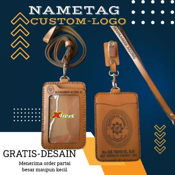 [PROMO] Name Tag Custom logo perusahaan/ id card/ name tag kulit sapi