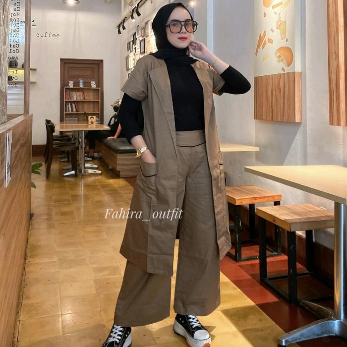 FAHIRA SET OUTER /SETELAN CARDIGAN / SET BLAZER / KULOT KARDI Atasan Wanita outfit