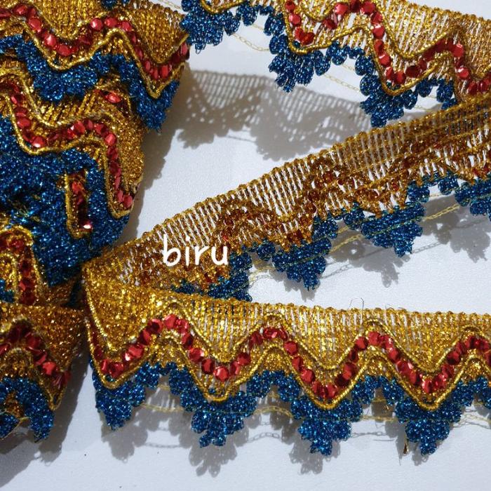 RENDA INDIA GUNUNG MAS & SILVER 4 CM PER 1 GULUNG /+-15 YARD=+-13,5 METER