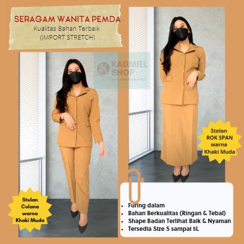 Terlaris Setelan Seragam Pemda PNS 702 Blazer PNS ASN Warna Khaki Muda