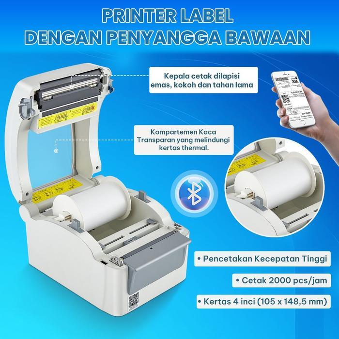 Printer Thermal Waybill | Bare & Cetak Resi | Printer Label Sticker Usb+Bluetooth 4 & 3 Inci