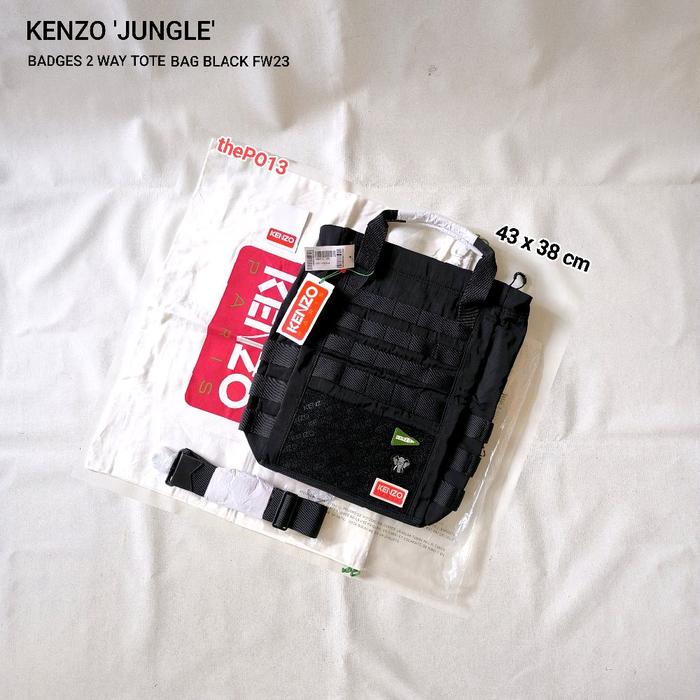 KENZO PARIS JUNGLE BADGES 2 WAY TOTE BAG BLACK FW23 AUTHENTIC 100% BNWT