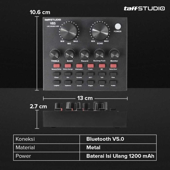 Taffware Bluetooth Audio USB External Soundcard Live Broadcast Mic V8S