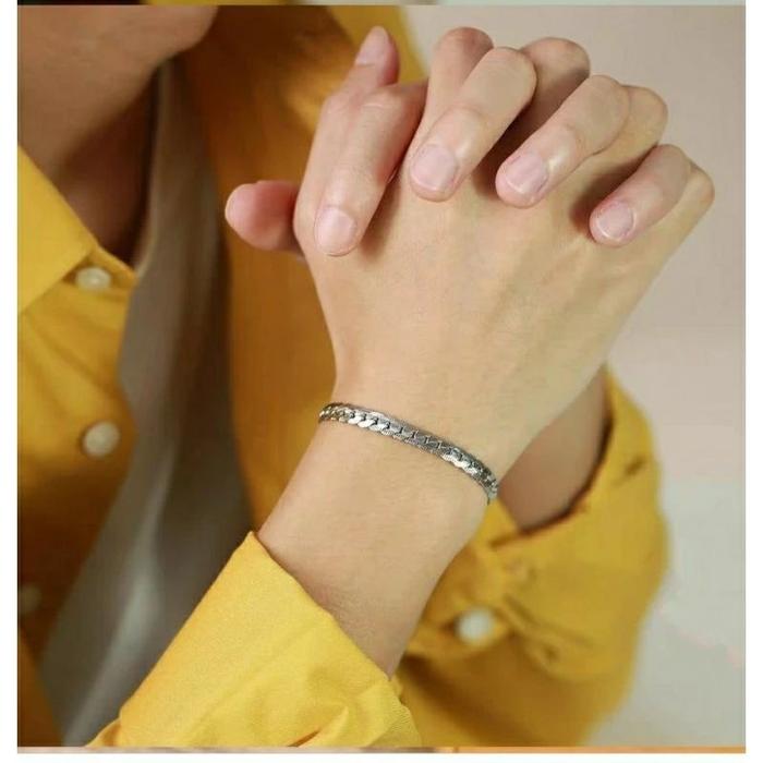 GELANG TANAGAN PRIA WANITA MODEL RANTAI UKIR PINGGIR SISIK NAGA BAHAN TITANIUM