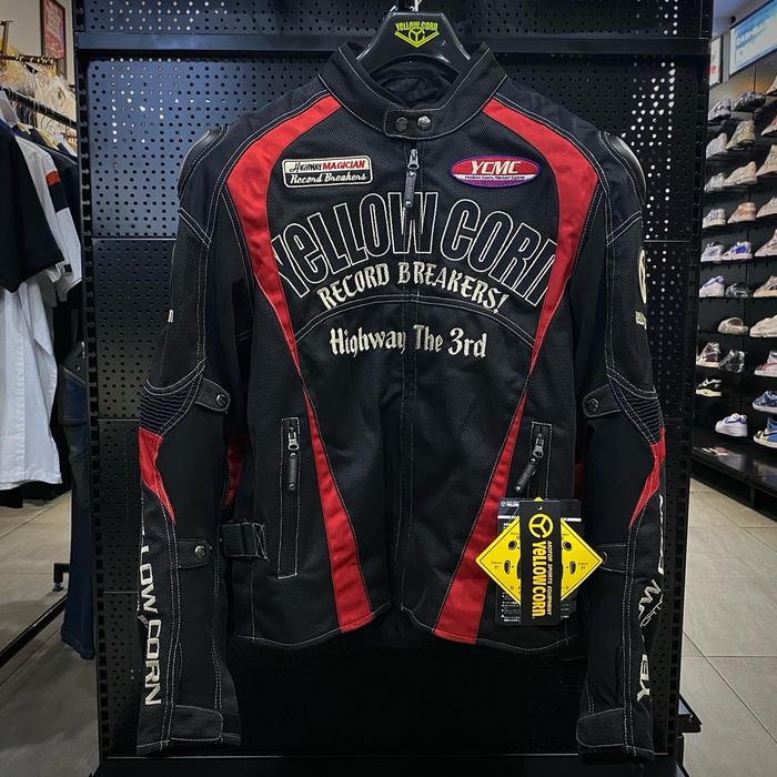 Jaket Motor Yellow Corn YM-4111 Black Red (Full Protector) 100% Authentic