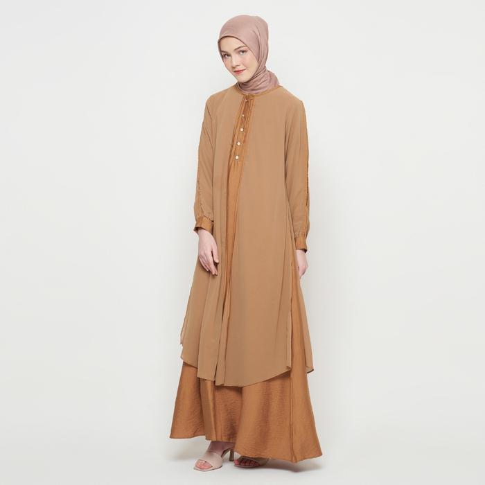 Miliki Gamis Wanita Pakaian Muslim Wanita Gamis Slit Warna Coklat Sr277