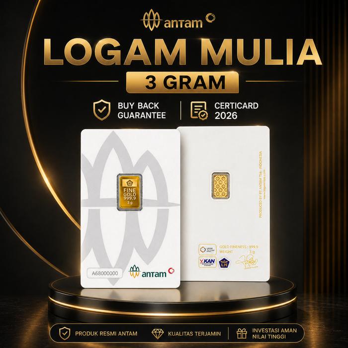 3 GR (GRAM) GOLDBAR/LOGAM MULIA/LM/EMAS BATANGAN ANTAM BERSERTIFIKAT - 3 g Retro