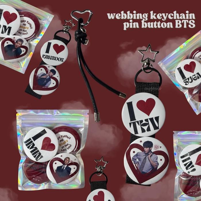 [ISI 4] pin button bts | webbing keychain pin button bts | webbing pin kpop | pin keychain bts | pin