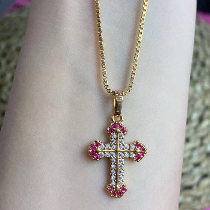 kalung salib xuping dua warna