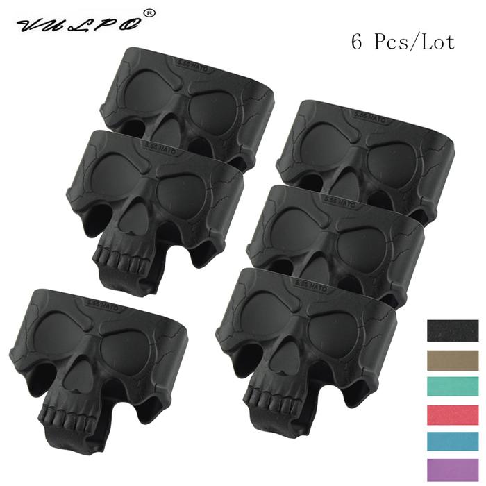 VULPO 6 Pcs/Lot Skull 5.56 NATO Rubber Cage Loops Fast Mag For M4/m16
