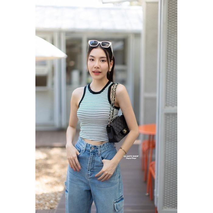 Velovales - Giants Tanktop Garis 005 Basic Wanita Katun Korean