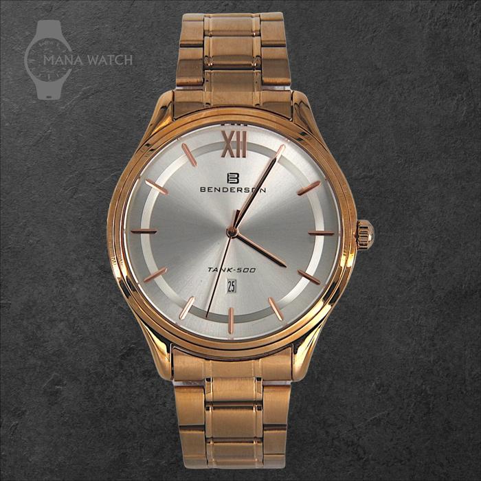 Jam Tangan Pria Original Benderson Strap Stainless Steel - Gold / Tanggal