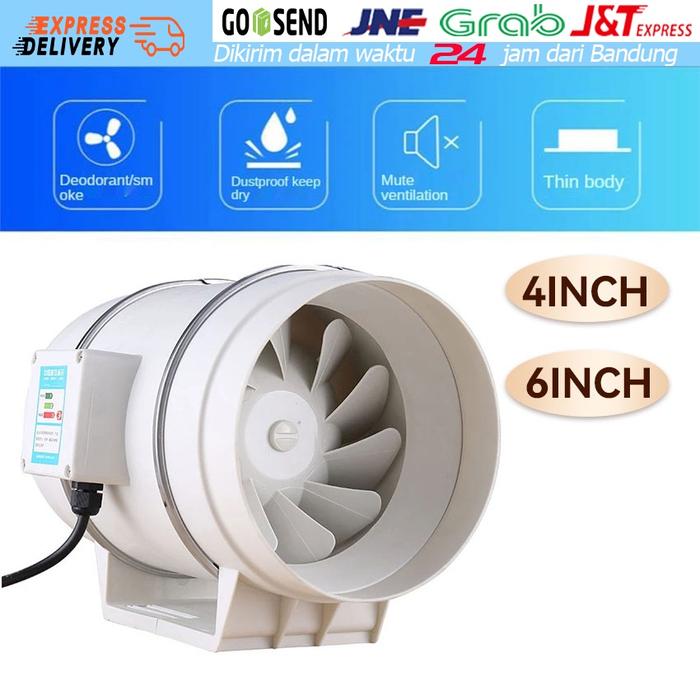 4Inch Duct Fan Booster Exhaust Blower Toilet Dapur Restoran Udara Hisap Angin Ventilasi
