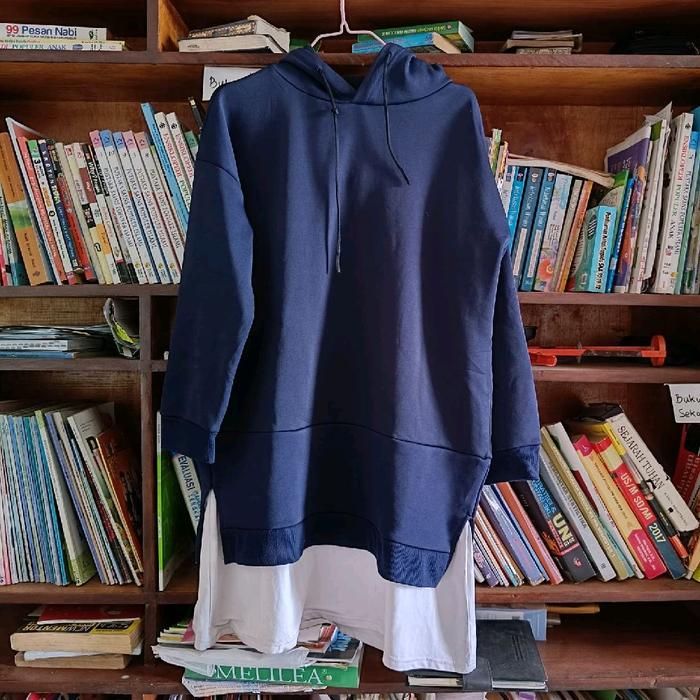 Size XL Unisex | Cao House Navy Putih Hoodie Second Original