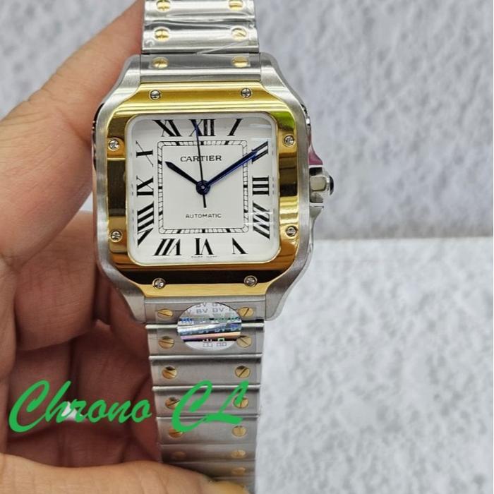 Jam TanganCartier Tier 5 Swiss Silver Gold Automatic