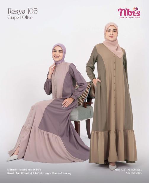 Resya 105 Gamis Nibras || Material Bahan Toyobo mix Shakila