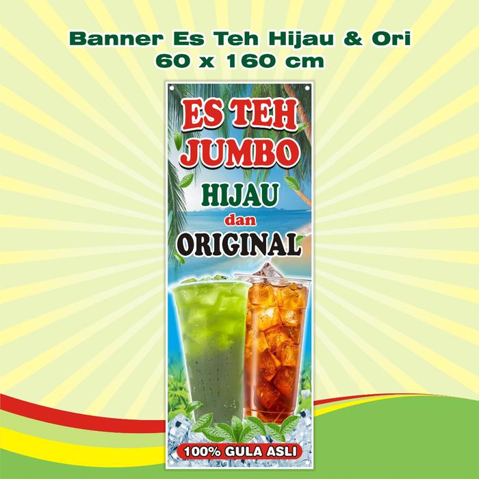 Safitiri Spanduk Banner Es Teh Jumbo Es Jeruk & Es Teh Hijau Ukuran Tinggi 160X60 Cm Vertikal Berdir