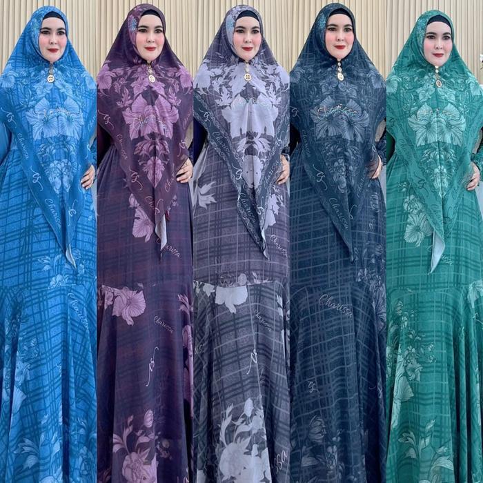 Sheza Series Set Syari Printing Putih Premium | Charissa Syar’i | Syari Lembut Nyaman Mewah