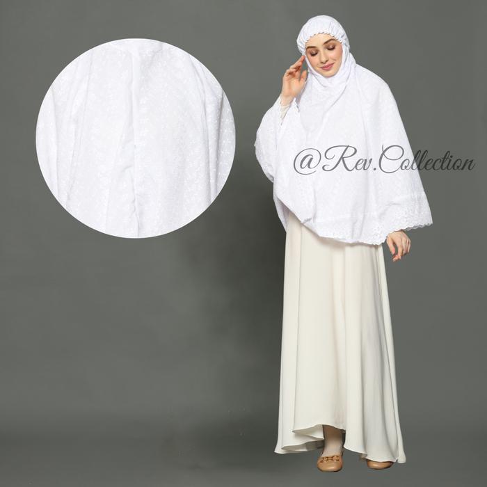 Dapatkan Bergo Kantong Putih Bordir Jumbo Khimar Syari Umroh Haji
