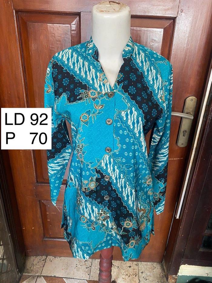 Batik Bali Lestari Atasan Kemeja Batik Wanita Kerah Shanghai Furing