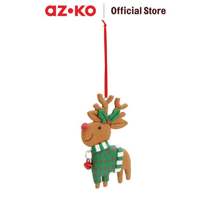 AZKO Noelle Hiasan Gantung Natal Christmas Deer - Cokelat/Hijau Hiasan Natal Pernak Pernik Natal Orn