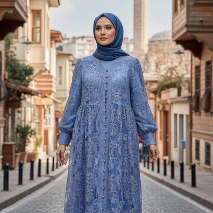 Dress nathaniah organza kaca bordir