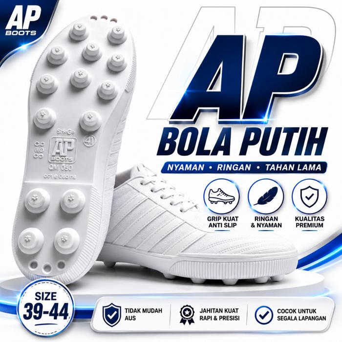 AP Boots 963 Putih Sepatu Bola Pul Karet Ringan Lentur Anti Air Anti Slip Sepatu Kebun Original DISK