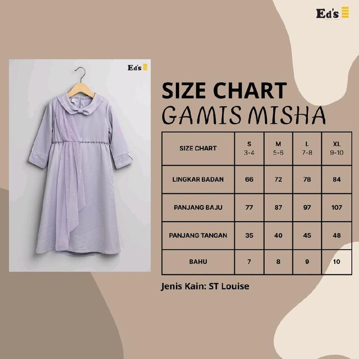 Ed's Gamis Misha ST Louise Baju Muslim Anak Perempuan  Bahan ST Louise Nyaman dan Elegan