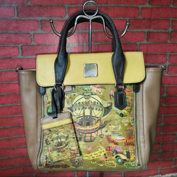 BRERA Tas Art Fever Series Around The World Handbag Original Korea Preloved Kanvas & Kulit Sapi Asli