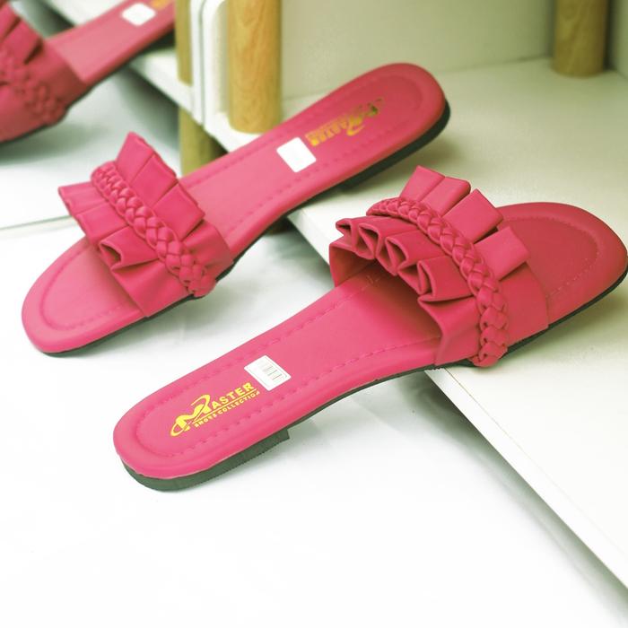 Master Shoes | Sandal Teplek Selop Lipat Kombinasi Flat Tali Kepang Wanita Santai Kekinian | Sendal 