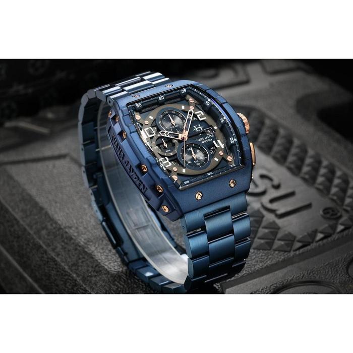 Buy 1 Get 1 !!! Evans Jayden Jam Tangan Pria 9554-2 Rantai Stainless Steel Kaca Sapphire Chronograph