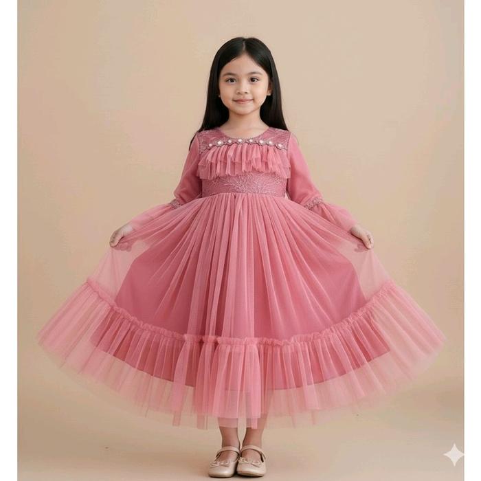 Baju muslim anak/ Baju pesta muslim anak /gaun anak/ Baju muslim Mutiara